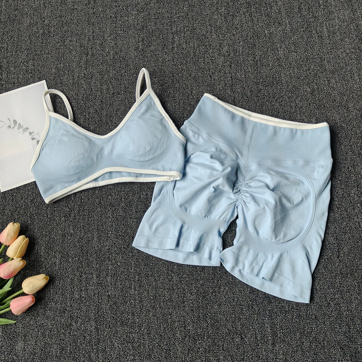 Peach Buttock Yoga Suit Women Gym Seamless Suspender Gathering Bra High Waist Hip Lifting Belly Tightening Shorts Fitness Set - Matrix-studios.com