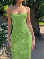 Y2K Floral Print Spaghetti Strap Bodycon Sundress Deep V Neck Long Dress Sexy Backless Summer Dresses Streetwear - Matrix-studios.com