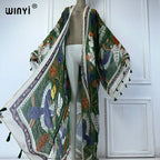 WINYI Summer Outfit Kimono Africa Boho Print Beach Cover Up Muslim Dress Cardigans Beach Wear Women Abaya Dubai Luxury Kaftan - Matrix Studios