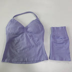 No Logo 2 Pieces Sports Set Women Backless Tank Tops High Waist Scrunch Seamless Shorts Gym Set Sportswear Workout Set Yoga - Matrix-studios.com