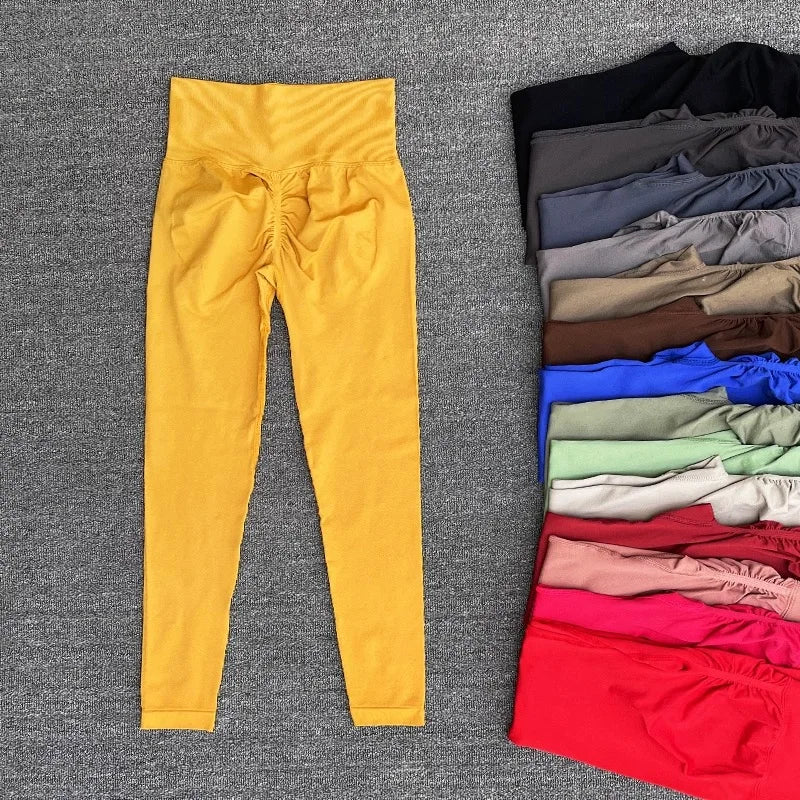 Seamless Sport Yoga High Waist Pants Leggings Sport See Through Yoga Gym Running Quick Dry Pants Scrunch Butt Pants - Matrix-studios.com