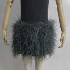 Real feather mini skirt, elastic waist sexy clothing, club, party dance party carnival short skirt can be customized in size - Matrix Studios