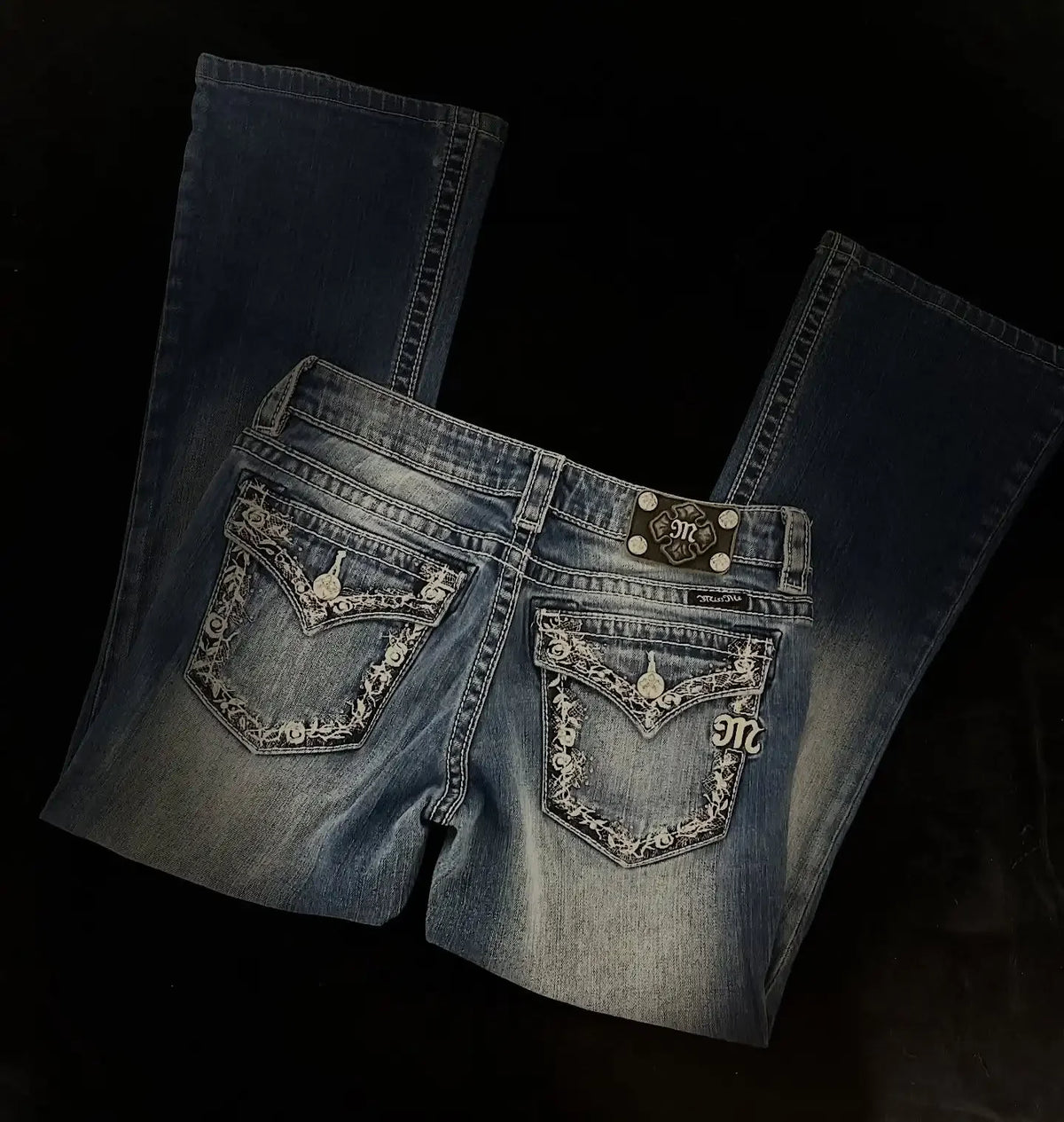 American Trend Retro Gothic Embroidery Graphics Washed Baggy Jeans Women's Y2K New Harajuku Hip-Hop Punk Rock Couple Street Wear - Matrix Studios