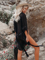 Beach Shirts Bikini Cover Ups for Women Self Belted Kimono Dress Elegant Swimsuit Covers Holiday Bathing Suits Beachwear - Matrix Studios