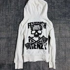 Retro Dark Style Zipper Hoodie Y2K Clothes Mens Womens Hip Hop Skull Patch Embroidery White Oversized Sweatshirt Casual Jacket