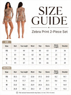 Y2K Sheer Mesh 2 Piece Matching Set for Women, Brown Zebra Print Flare Long Sleeve Crop Top and Low Rise Shorts, See‑Through Beach Cover‑Up Co‑Ord Outfits - Matrix-studios.com