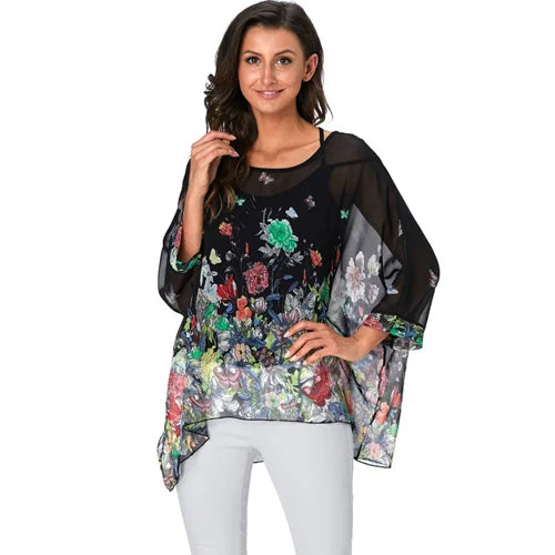 Women Blouses Plus Size Clothing Summer 2021 Novelty Bohemian Shirts Blusas Femininas Bohemian Style Women's Chiffon Tops Tees - Matrix-studios.com