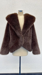 2026 Autumn Winter Women Faux Fur Short Coats Solid Hooded Jackets Long Sleeves Covered Button Thick Office Lady OVERCOAT - Matrix Studios