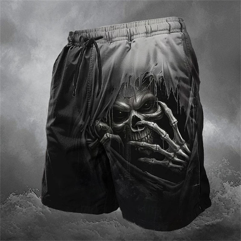 Fashion Horror Skull Pattern Beach Shorts For Men Fashion Summer 3D Printed Swim Trunks Loose Streetwear Hip Hop Short Pants