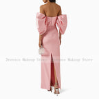 Customized Pink Prom Dresses for Women Off the Shoulder Back Split Column Prom Dress Ankle Length Elegant Formal Party Dress - Matrix Studios