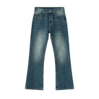 Male Japan Korea Style Vintage Denim Trousers Pant Men High Street Hip Hop Casual Hole Small Flare Jeans Pant - Matrix Studios