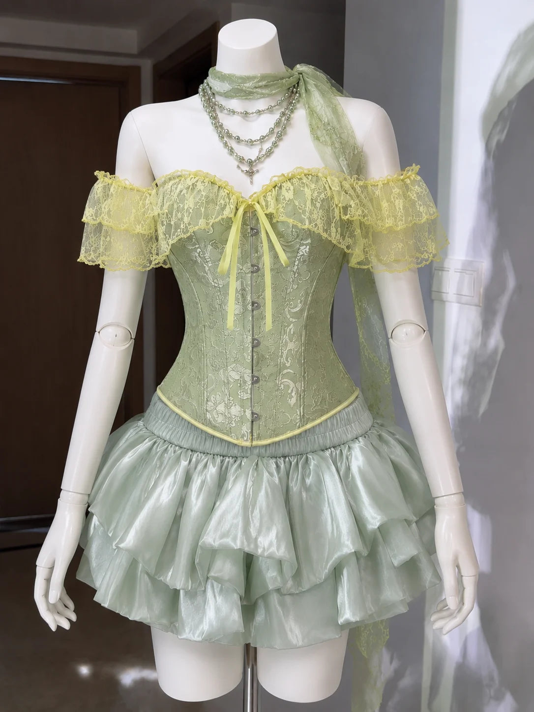 Sweet Lolita Vintage Suits Women Ruffles Cardigan + Sexy Y2k Corset Vest + Mini Skirts Autumn Korean Elegant 3 Piece Dress Sets - Matrix-studios.com