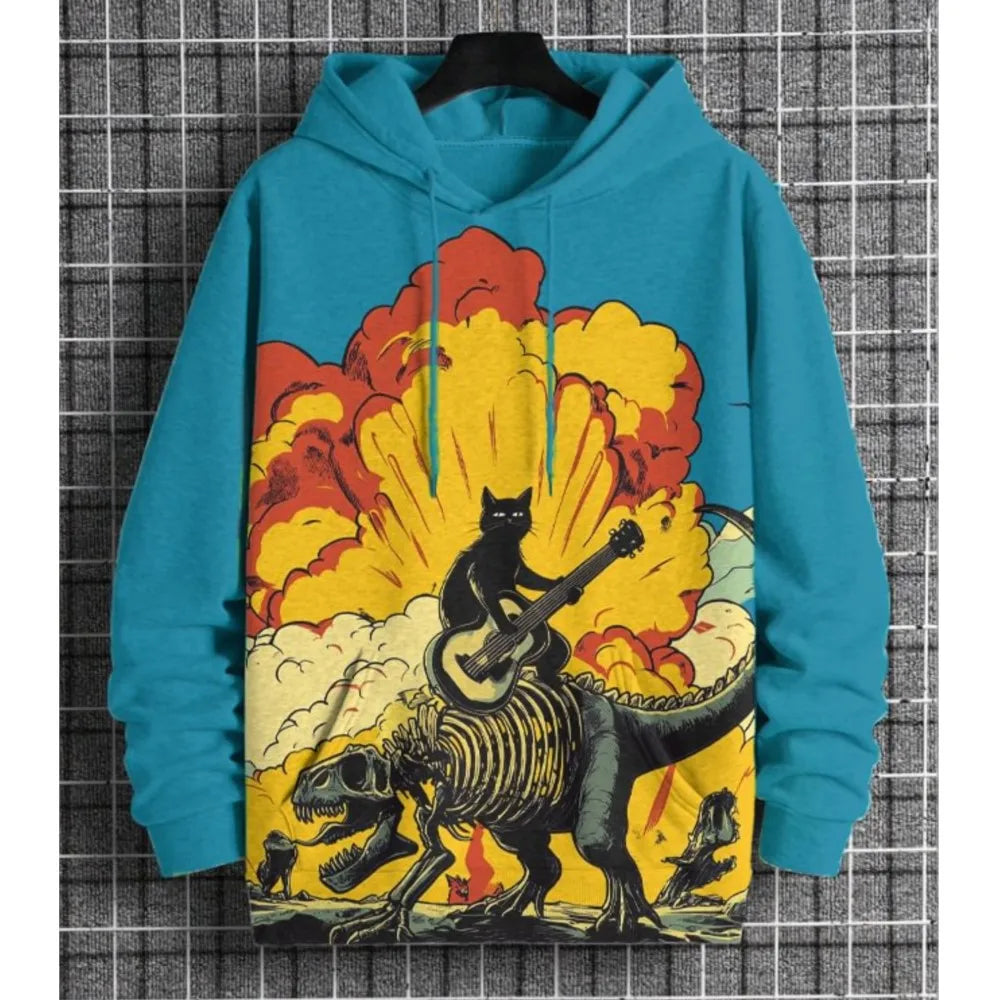 2026 Men's Hoodies Funny Cat Dinosaur UFO Art 3D Printed Cartoon Sweatshirt Men Women Tracksuit Oversized Casual Street Y2k Coat - Matrix Studios