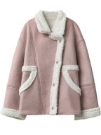 CHIC VEN Women Faux Leather Coat Single Breasted Loose Casual New Motorcycle Suit Suede Fur Jacket Female Top Autumn Winter 2025 - Matrix Studios