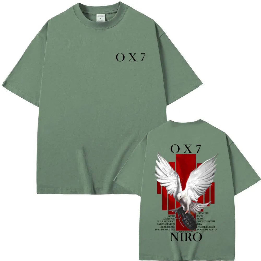 Rapper Niro OX7 Album Graphic T-shirt Men Women Hip Hop Fashion Pop Music T-shirts Male Casual Cotton Vintage T Shirt Streetwear