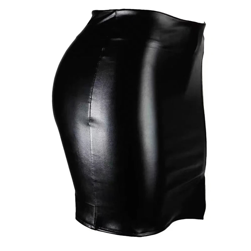 Sexy High Waist Wrapped Hip Skirt Women Leather Black Comfortable Split Short Lady Skirt Party Dress Nightclub - Matrix-studios.com
