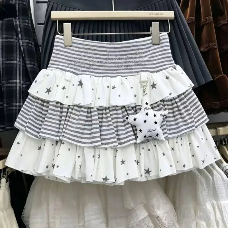 Japanese Y2k Cute Ruffled Plaid Skirt Punk Rock Subculture Cake Skirts Japanese Preppy Style Casual New 2026 Women Skirts - Matrix-studios.com