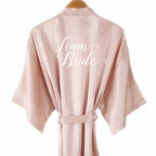 Champagne bathrobe bride satin-silk kimono women bridal party sister team mother shower sleepwear bridesmaid wedding short robes - Matrix-studios.com