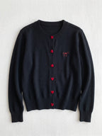 2026 Autumn O-Neck Single Breasted Heart Button Sweater Bow Embroidery Knitted Women Cardigan Korean Casual Tops Woman Clothes - Matrix Studios