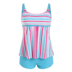 New Plus Size Beach Swimsuit Women Casual Simple Split Fashion Flower Print Swimsuit Full Coverage Bikini Tankini Swimwear - Matrix-studios.com