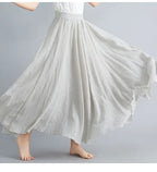 28-Color Mori Girl Literary Cotton Linen Dress Elastic Waist A-line Expansion Skirt Solid Color Ethnic Style Women Long Skirts - Matrix-studios.com