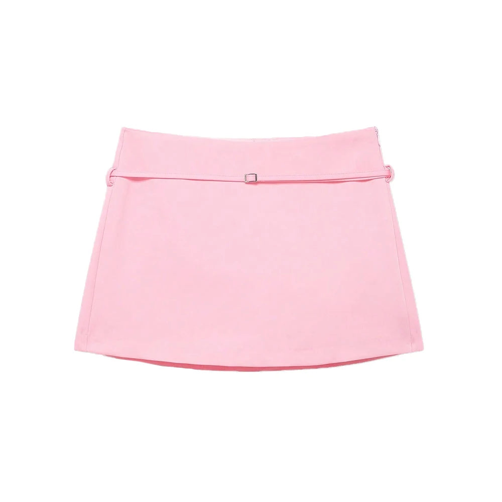Women's Solid Color Skort with Belt Side Zipper Casual Shorts Skirts Fashionable And Stylish Women's Clothing - Matrix Studios