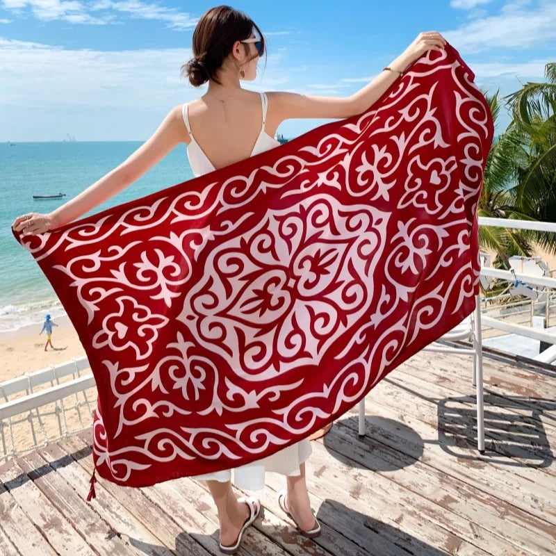 23 Styles 90x180cm Travel Beach Pareo Sunscreen Cover-Ups Women Large Dress Bikini Bathing Brazilian Swimwear Sarong Wrap Scarf - Matrix Studios