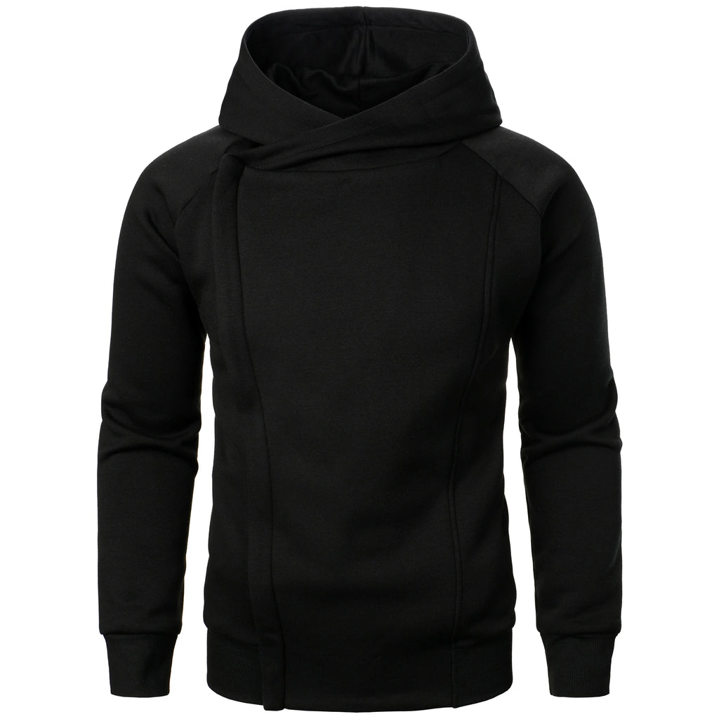 Autumn winter men's solid color hooded top Long sleeve side zipper design hoodie - Matrix Studios
