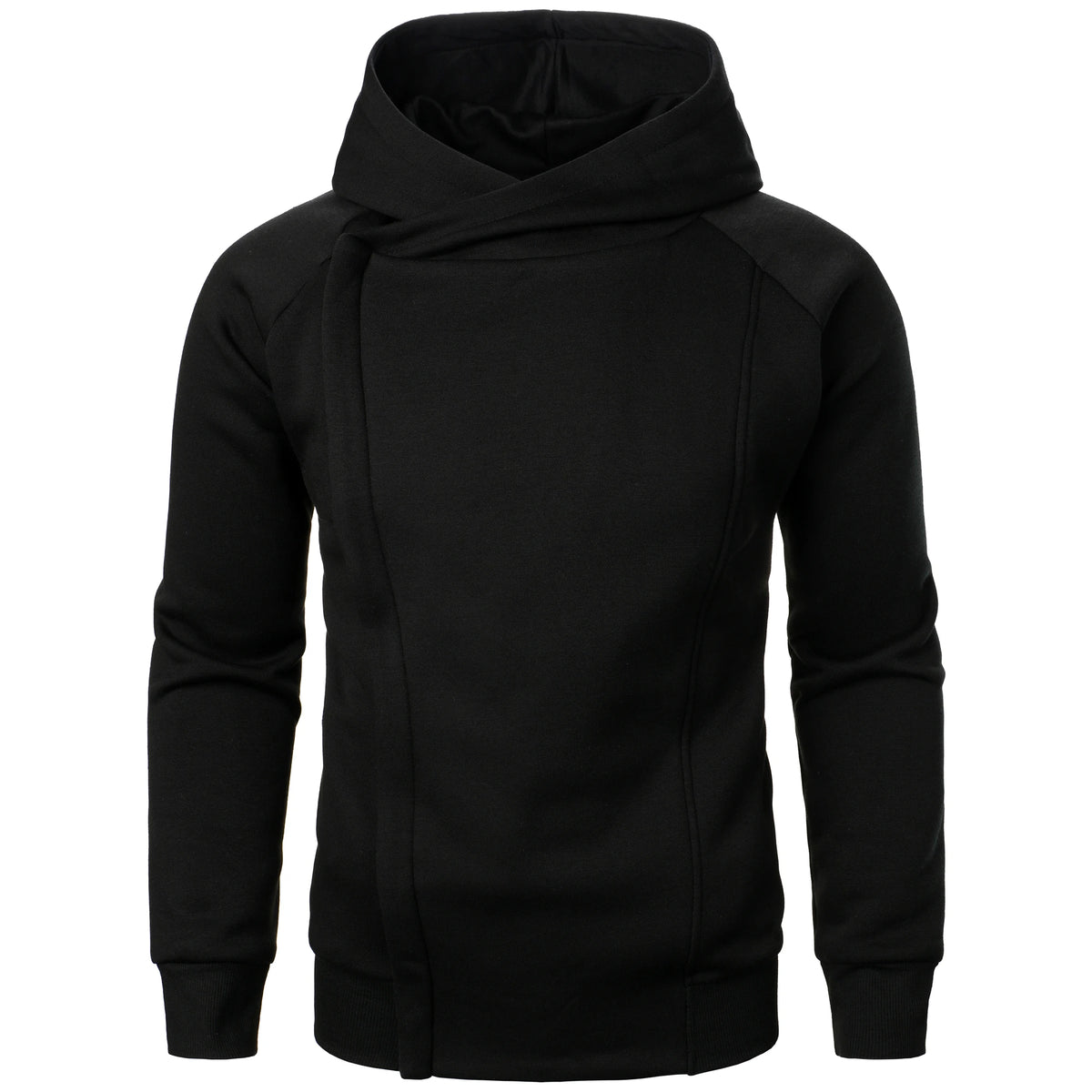 Autumn winter men's solid color hooded top Long sleeve side zipper design hoodie - Matrix Studios