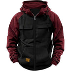 Autumn Winter Hoodies Men Zipper Patchwork Warm Fleece Sweatshirts Multi Pockets Male Fashion Hooded Jacket Thick Outdoor Hoodie - Matrix Studios