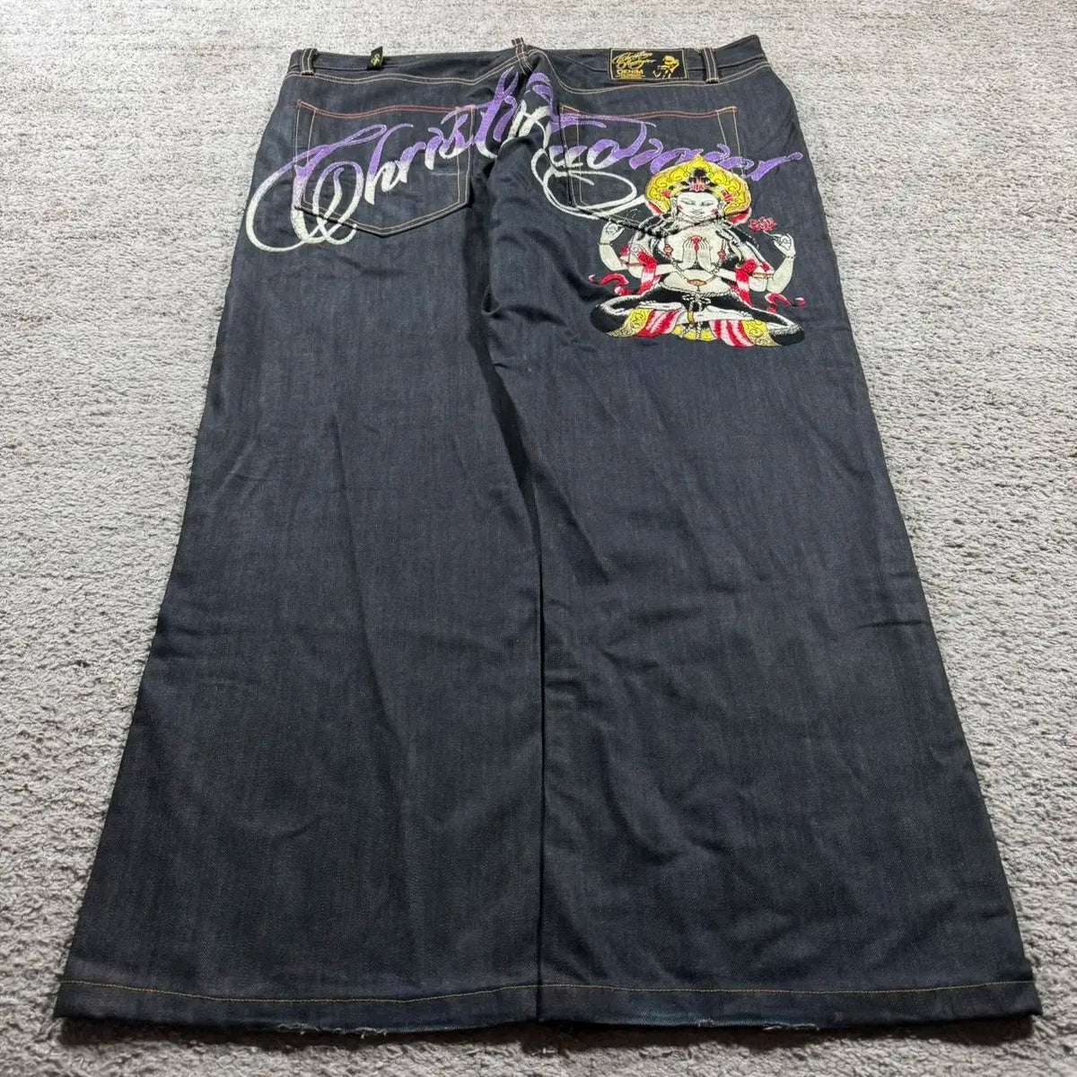 Baggy Wide Leg Y2K 2000s Loose Jeans Embroidered Buddha Casual Denim Pants Harajuku High Waist Straight Jeans Y2k Women Clothing - Matrix-studios.com
