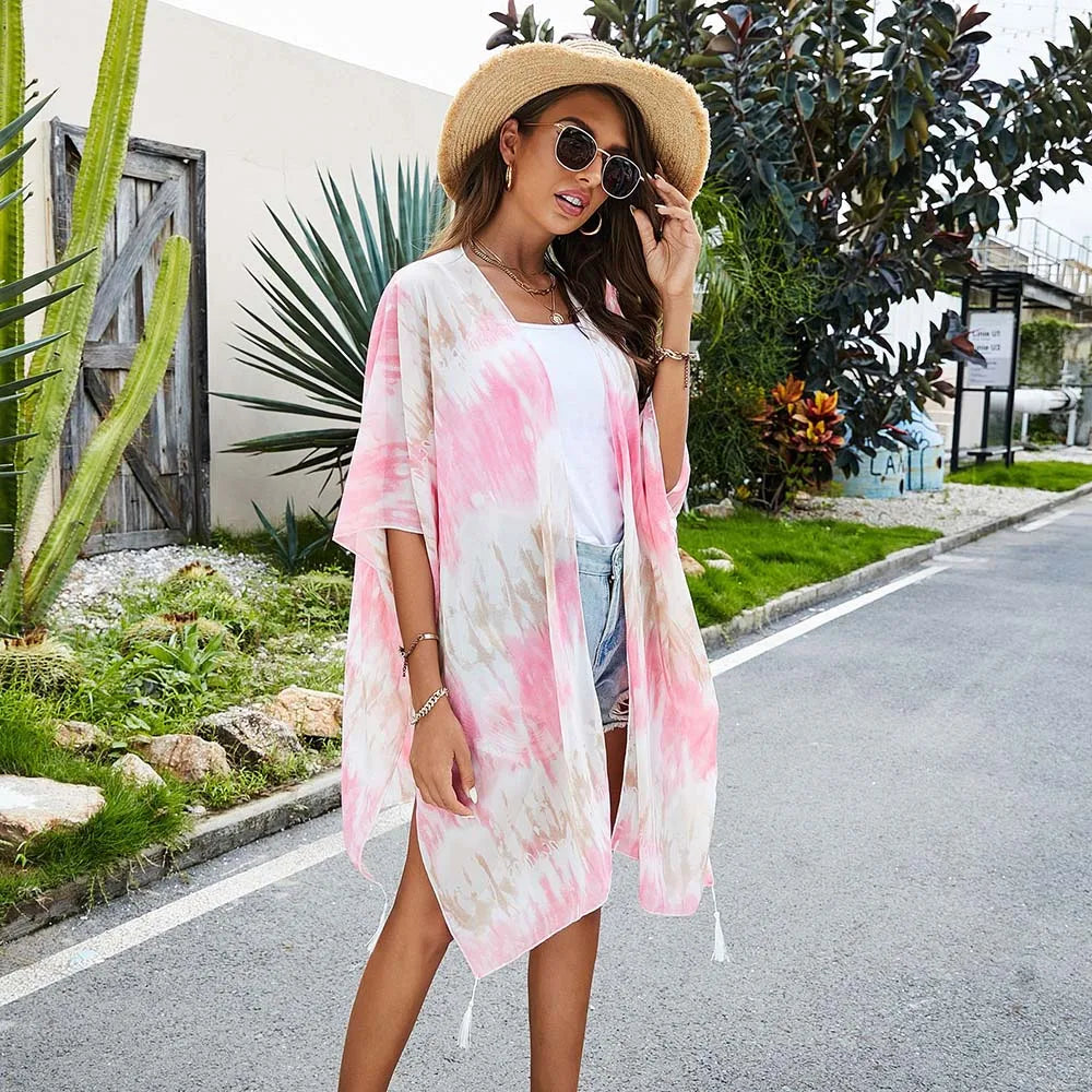 Comfort Thin Chiffon Bikini Sun Cover Ups Blouse Nice Peacock Leopard Women Summer Travel Beach Coverups Swimsuit Cardigan Cape - Matrix Studios