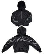 Y2K harajuku Gothic Letter Print Retro Fashion Men And Women Hoodie Hip-Hop Punk Style Black Oversized Zipper Sweatshirts