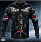 2023 New Men's Skull Hoodie Sweatshirts 3D print Head Pattern Hooded Pullover Autumn Fashion Casual Sweatshirt - Matrix Studios