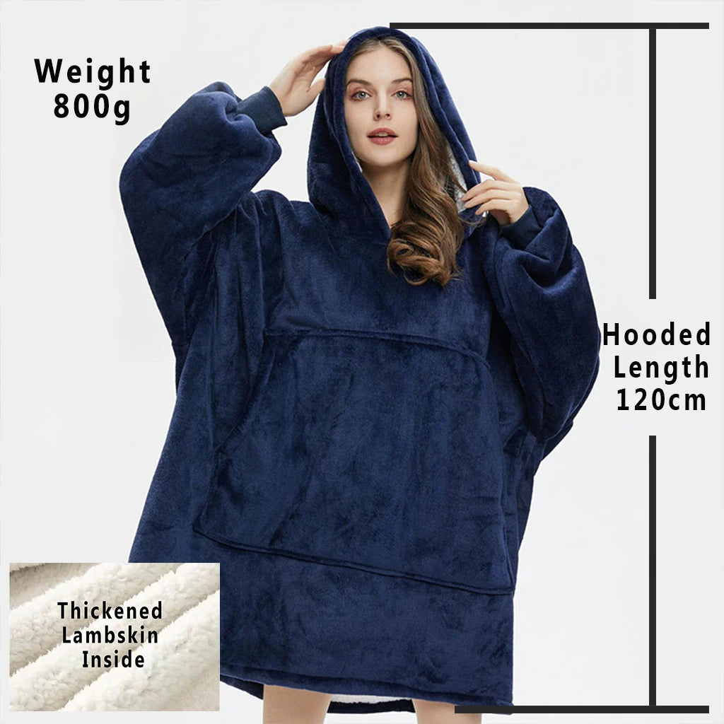 Winter Hoodies Sweatshirt Women Men Pullover Fleece Giant TV Oversized Blanket with Long Flannel Sleeves - Matrix Studios