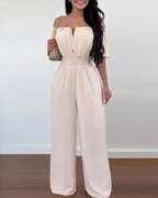 Summer Elegant Off Shoulder Women's Jumpsuit 2024 Fashion Trend Casual Short Sleeve Wide Leg Pants Jumpsuits for Women Overalls - Matrix Studios