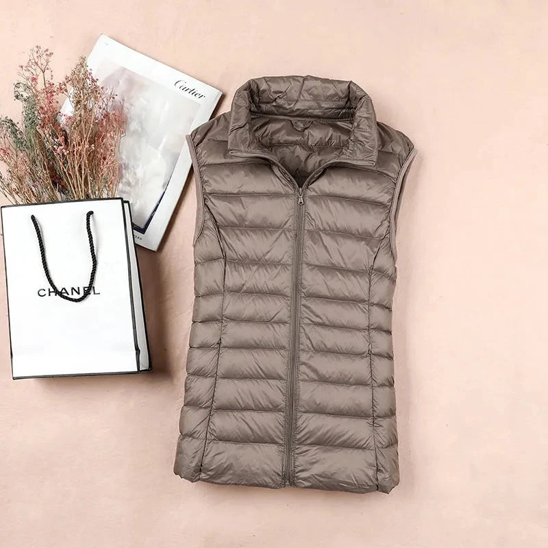 2026 White Duck Down Jacket Women Vest Autumn Winter Sleeveless Waistcoat Warm Lightweight Puffer Jacket Female Tops Outwear 8XL - Matrix Studios