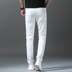 2026 Spring New Men Slim Jeans 98% Cotton White Stretch Straight Casual Fashion Pencil Pants High Quality Trousers Male Clothes - Matrix Studios