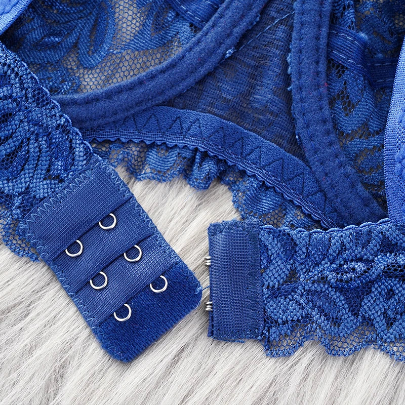 Plus Size Lace Ultra-thin Push Up Bra Women Sexy Hollow Out Lingerie Lady Lace Transparent Underwear Female Embroidery Solid Bra - Matrix Studios