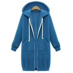 2024 Women's Autumn Winter ThickenHoodies Parkas Loose Hooded Jackets Zipper Pocket Maxi Size Sweatshirt Sports Dresses Outwear - Matrix Studios