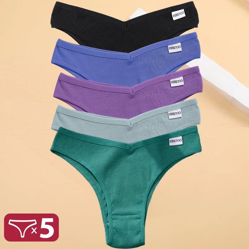 5PCS/Set Cotton Lingerie Panties Sexy Underwear Women Briefs Tangas Female Underpants Pantys Thong Panties Bikini Solid 13 Color - Matrix Studios