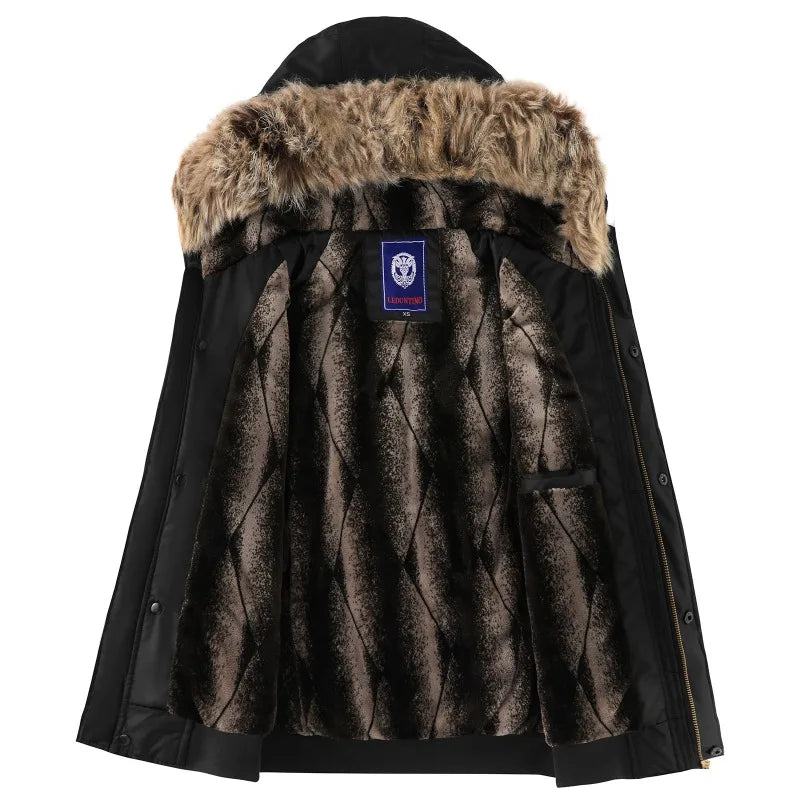 New Winter Men Hooded Fur Collar Down Jackets Male Outwear Casual Fleece Parkas Warm Coats Good Quality Men Slim Fit Jackets 3XL - Matrix Studios