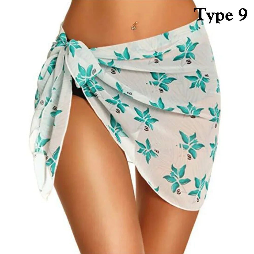 Chiffon Womens Sarongs Wrap Skirt Coverups Wrap Sheer Beach Short Cover Scarf Cover Short Sarongs Swimwear Cover-Up Dress - Matrix Studios