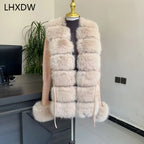 Women Knit Faux Fur Cardigan Spring Autumn Elegant Ladies Fashion Faux Fur Coat Knitted Sweater with Fake Fox Fur Collar - Matrix Studios