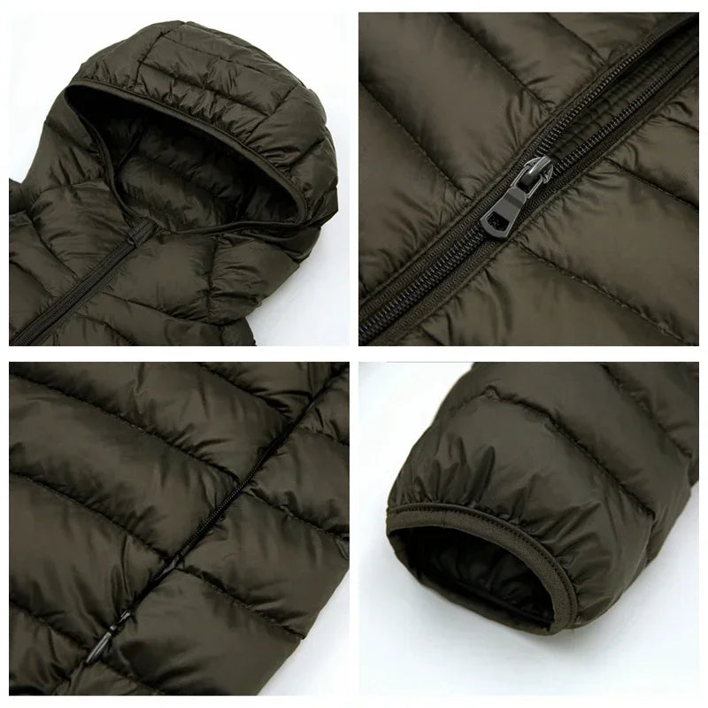 Down Jacket Men's 2024 New 90% White Duck Down Super Light Down Jacket Men's Lightweight Thermal Coat Hooded Feather Coat - Matrix Studios