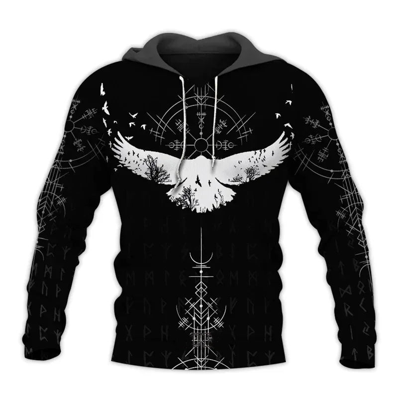 2024 New Hoodie 3d Viking Harajuku Print Pullover Men's Hooded Sweatshirt Oversized Vintage Male Clothing Fall Long Sleeve - Matrix Studios