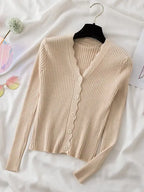 Sweater Knitted Cardigan Button Jacket 2023 Autumn Winter V-neck Long Sleeve Casual Tops For Women Sweater Green - Matrix Studios