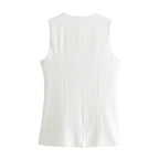 MUJER 2025 White Sleeveless Vest Women Button Summer Vests for Women Jacket Pink Vest Top Women Streetwear Women's Tailored Vest - Matrix Studios
