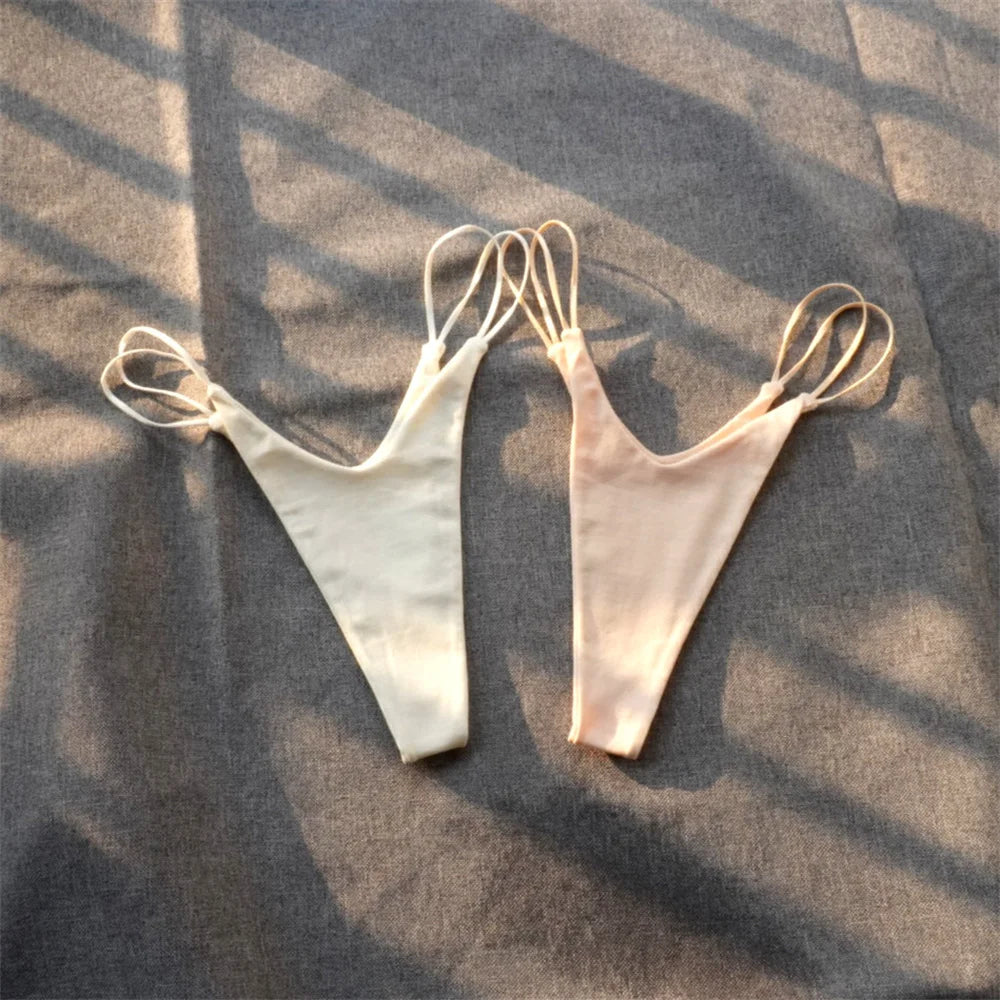1/2 Pcs Brazilian Women Cotton Thong Underwear Sexy Panties Female Underpants Solid Color G-string Pantys - Matrix Studios