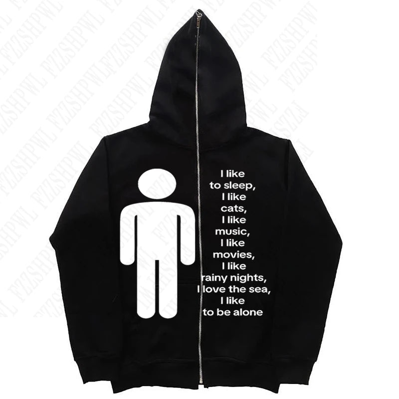 American y2k Harajuku street vintage trend autumn and winter, unique hip-hop punk print for both men and women, pullover hoodie